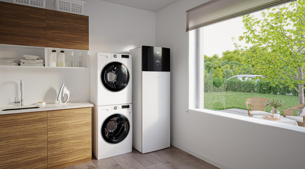 Pompe à chaleur air-eau Daikin Altherma dans une maison équipée par Innovasun, installateur RGE dans le Var. Solution performante pour chauffage et eau chaude sanitaire, avec aides financières 2025 : MaPrimeRénov’, primes CEE, éco-PTZ et TVA réduite.