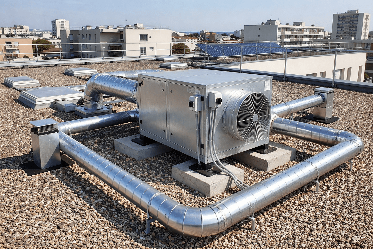 groupe extraction VMC collective toiture immeuble