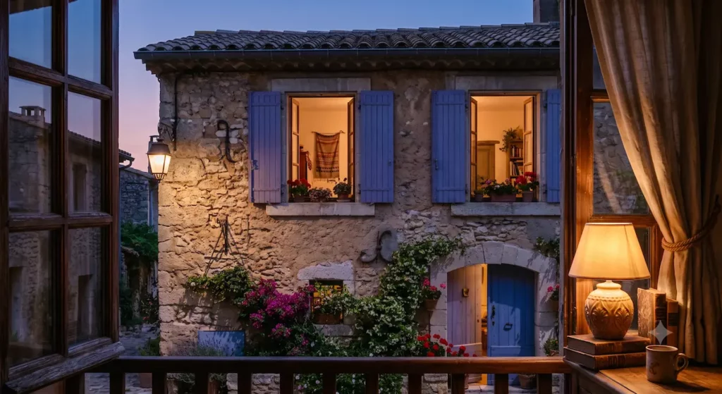Courant d'air traversant créé la nuit entre deux fenêtres opposées d'une maison